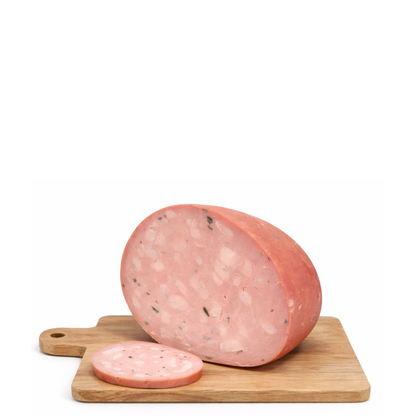 Mortadelle italienne à la truffe noire à la coupe
